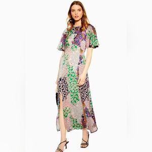 Topshop Austin Angel Floral Multicolor Maxi Dress Sz 10